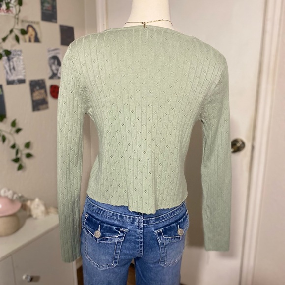 No Boundaries Light Green Knit Cardigan - Picture 2 of 3